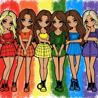 a group of girls realistic