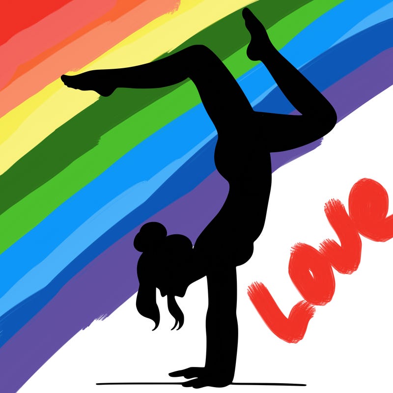 a woman doing a handstand