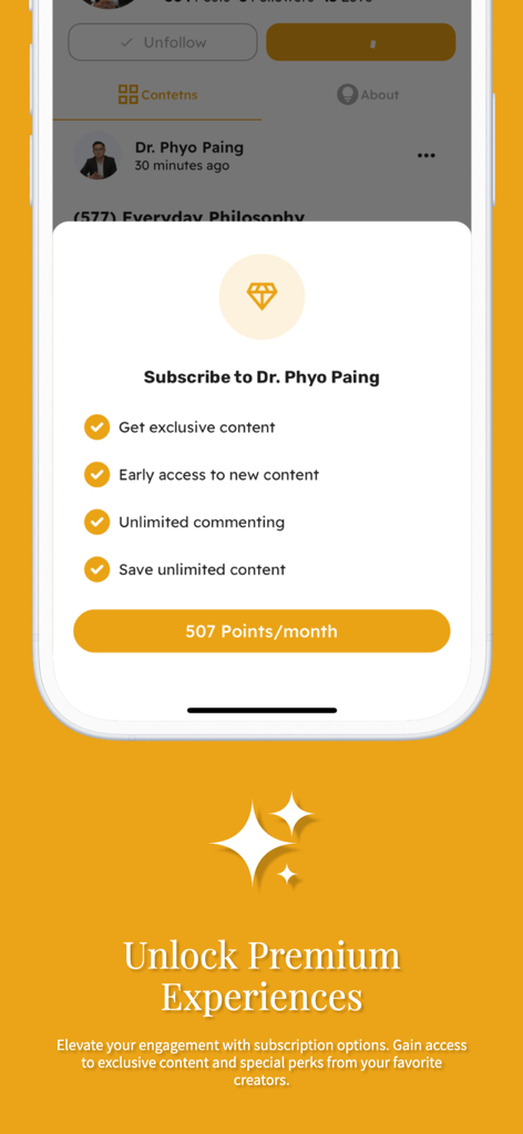 Insidernote - Subscription popup for a creator on Insidernote offering exclusive content and early access.