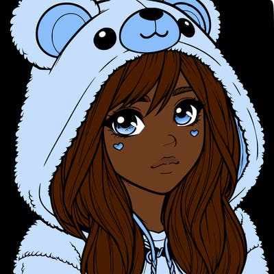 realistic girl in a bear hoodie