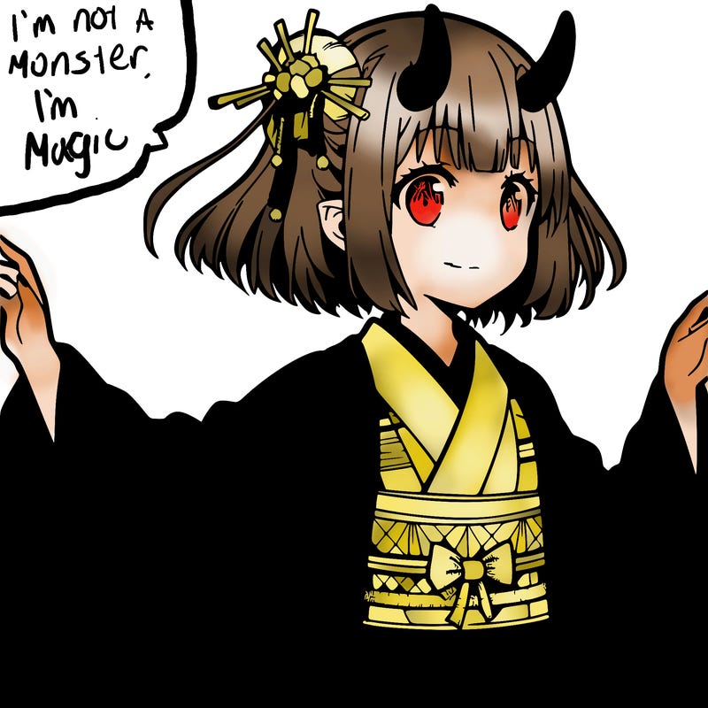 manga character girl with horns