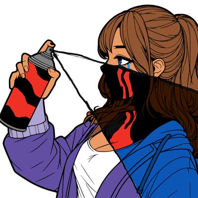 a realistic girl spray, painting