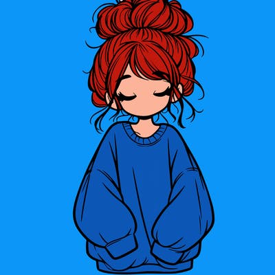girl with baggy sweatshirt and messy bun