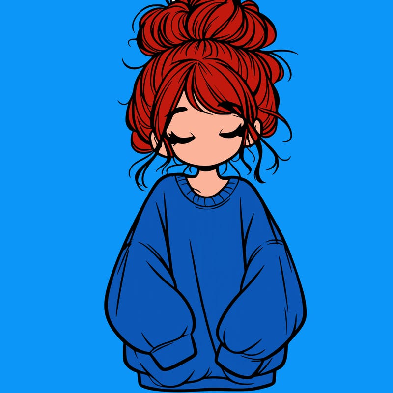 girl with baggy sweatshirt and messy bun
