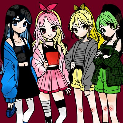 teen manga girls group of 4
