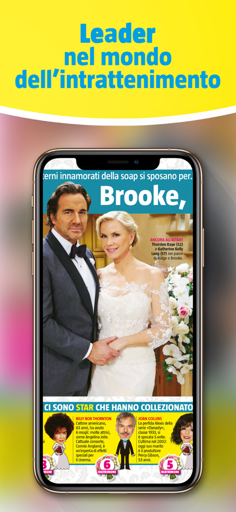 Mobile application for Tv Sorrisi e Canzoni showing digital entertainment magazine content