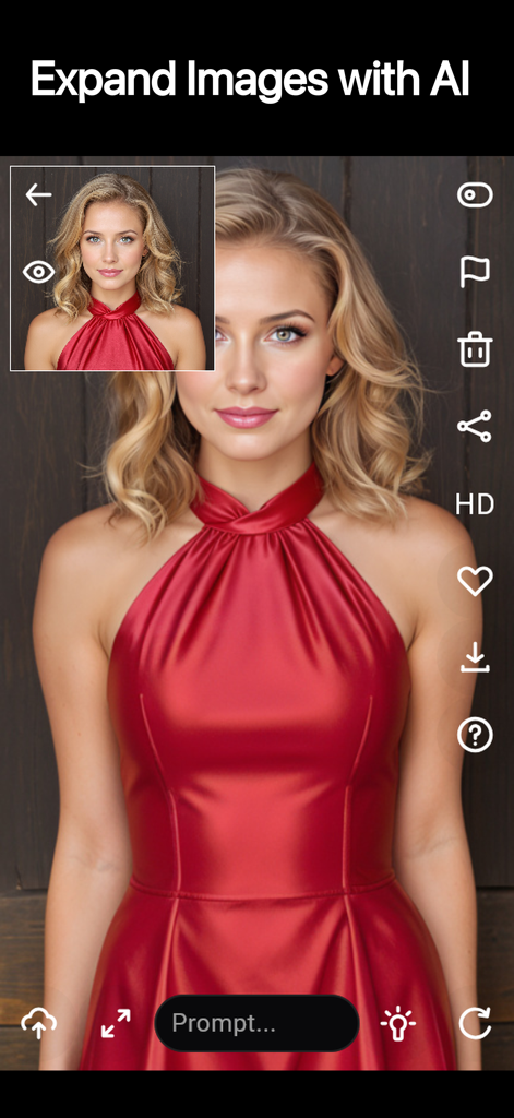 Riff - Fast AI Photo Edits - Riff app interface showing how to expand images using generative AI