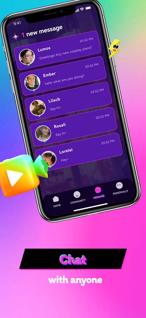 Oberfläche der ClioX-App, die eine Liste von Direktnachrichten und Chat-Konversationen mit anderen Benutzern anzeigt