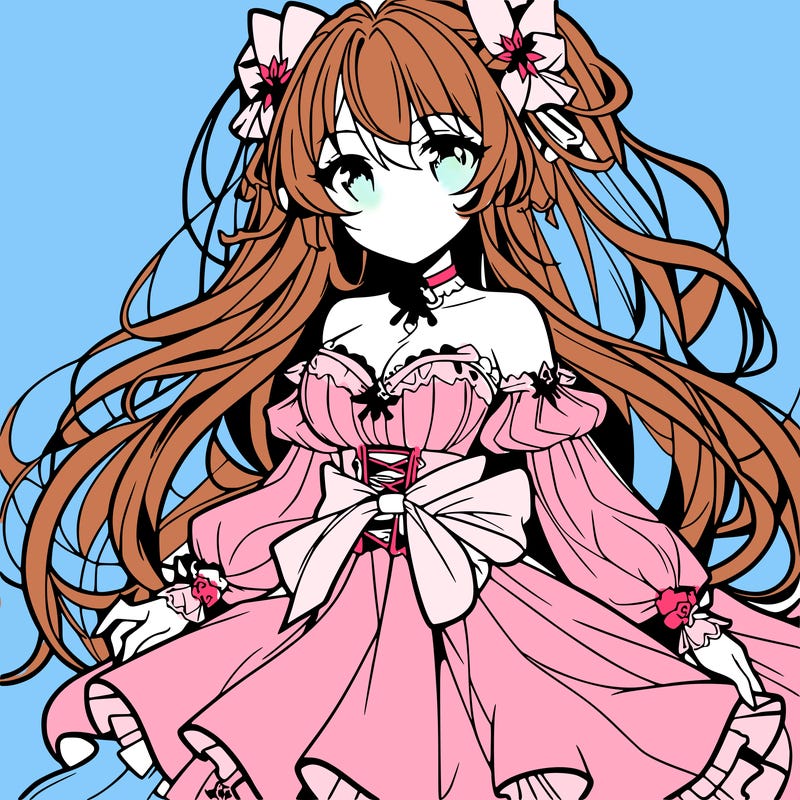 a anime girl with long hair long skirt and beautiful top