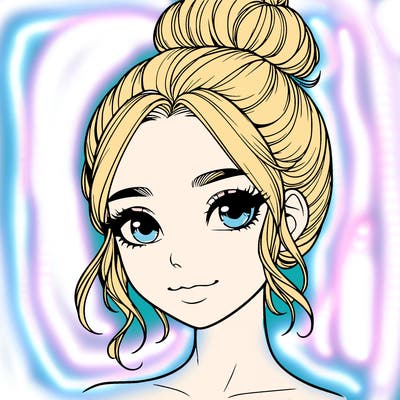 realistic pretty girl with hair in bun
