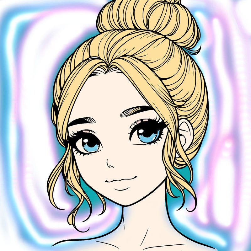 realistic pretty girl with hair in bun