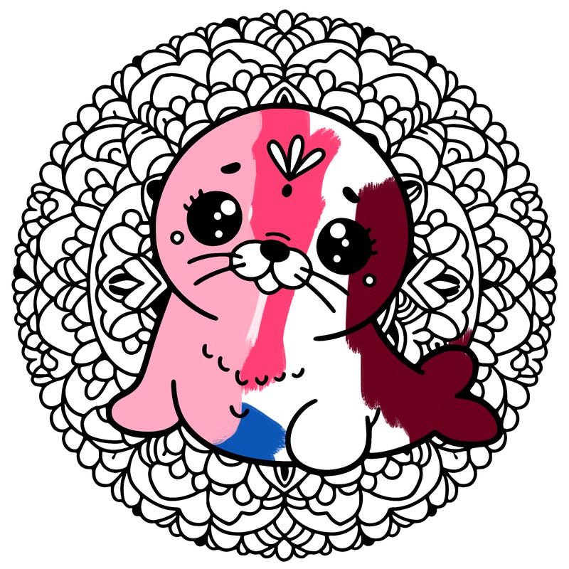 a cute baby seal mandala