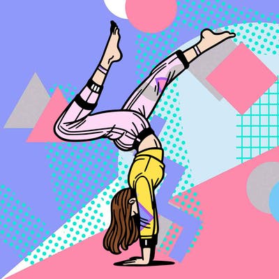 'woman doing a handstand