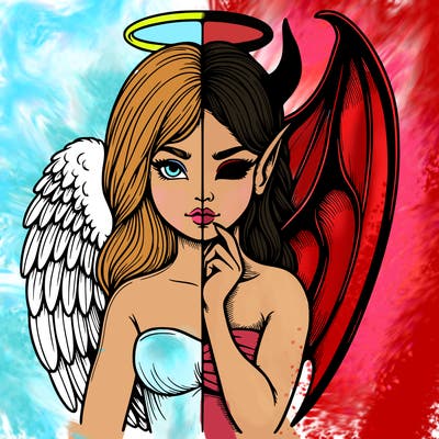 realistic angel half demon