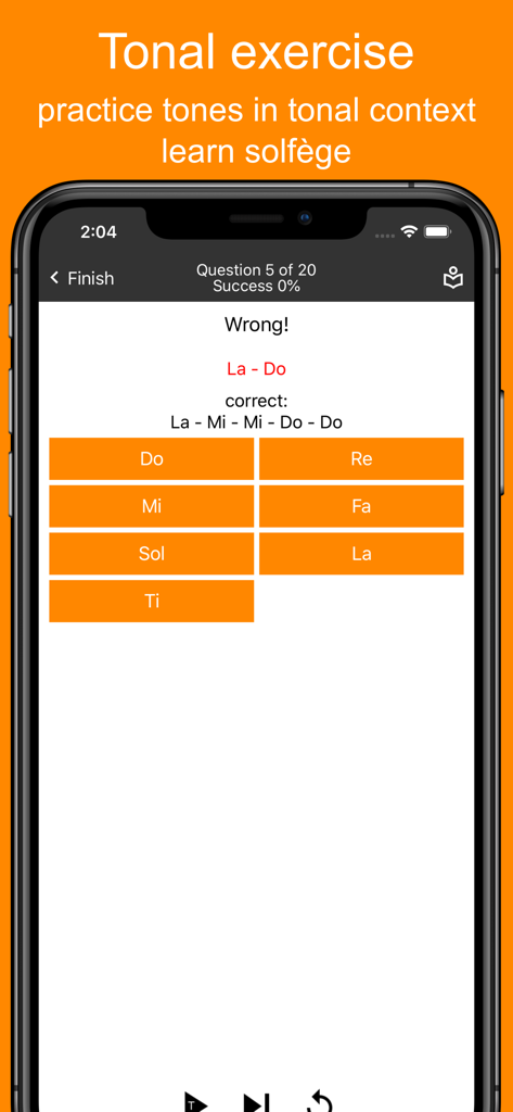 MyEarTraining - Ear Trainer - MyEarTraining app tonal exercise screen for practicing solfège syllables