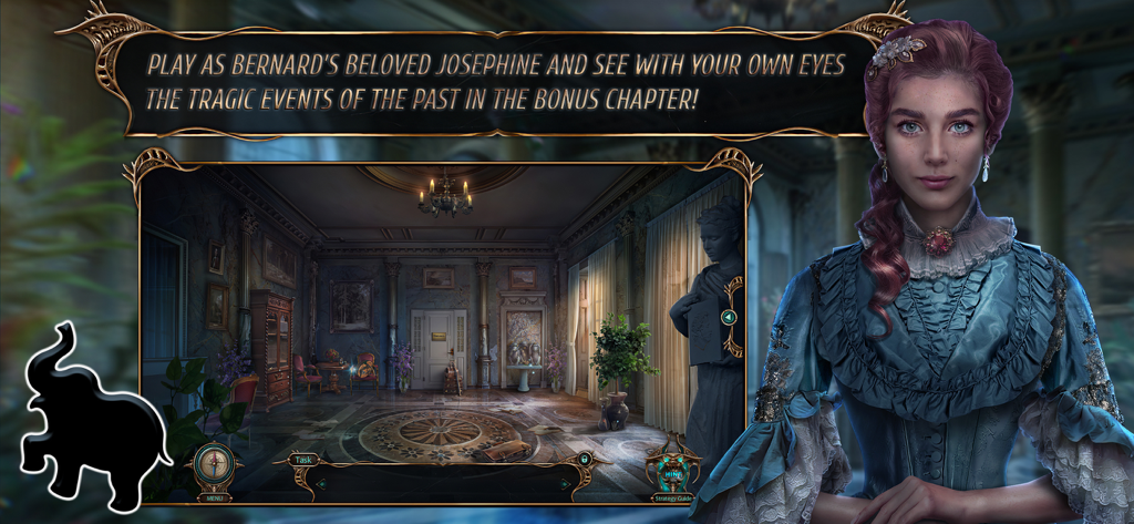 Victorian character Josephine and a hotel interior in the Haunted Hotel Lost Time bonus chapter.