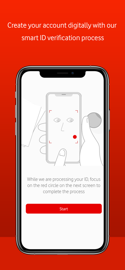 My Vodafone Oman - Digital smart ID verification screen in the My Vodafone Oman app