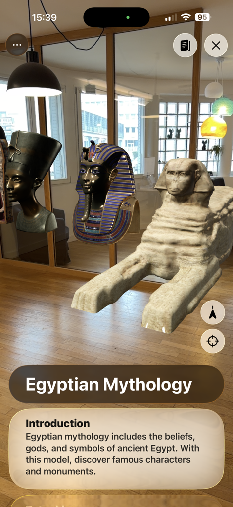 Antike ägyptische Artefakte, gerendert in 3D-Augmented-Reality durch die Foxar-App