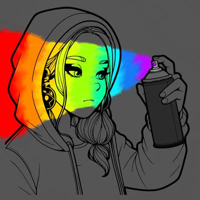 a realistic girl, spray painting