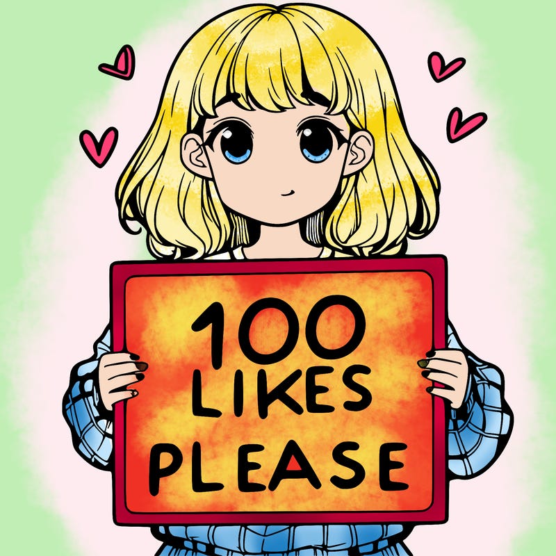 a girl holding a sign saying 100 likes please