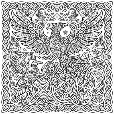 Immerse yourself in the calming beauty of this Celtic Bird Knotwork coloring page, specially designed for seniors. Its clear, intricate lines offer a perfect blend of artistic challenge and relaxing engagement.