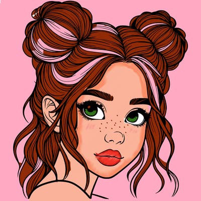 realistic girl with hair buns on her head