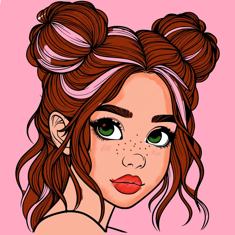 realistic girl with hair buns on her head