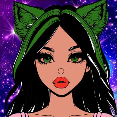 realistic girl with fox ears and realistic lips