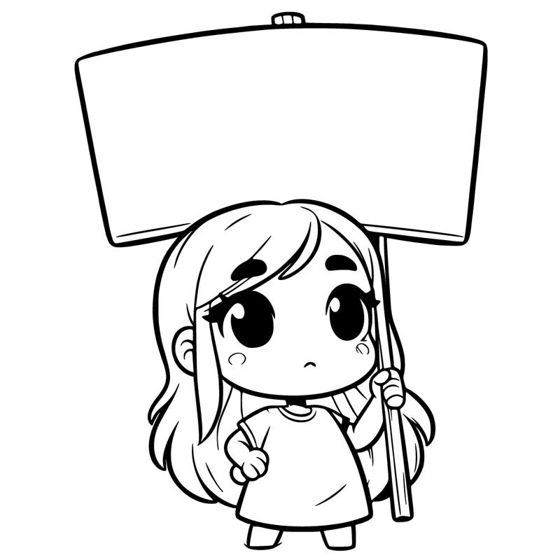 girl with blank sign