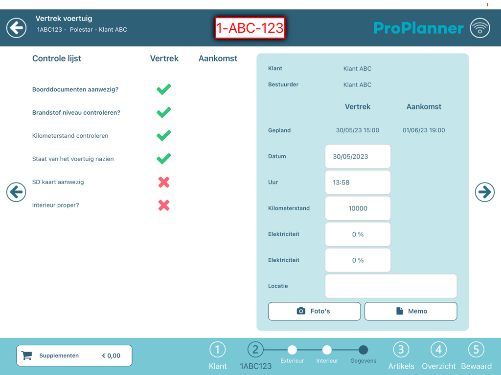 ProPlanner - Digital vehicle departure checklist in the ProPlanner fleet management app