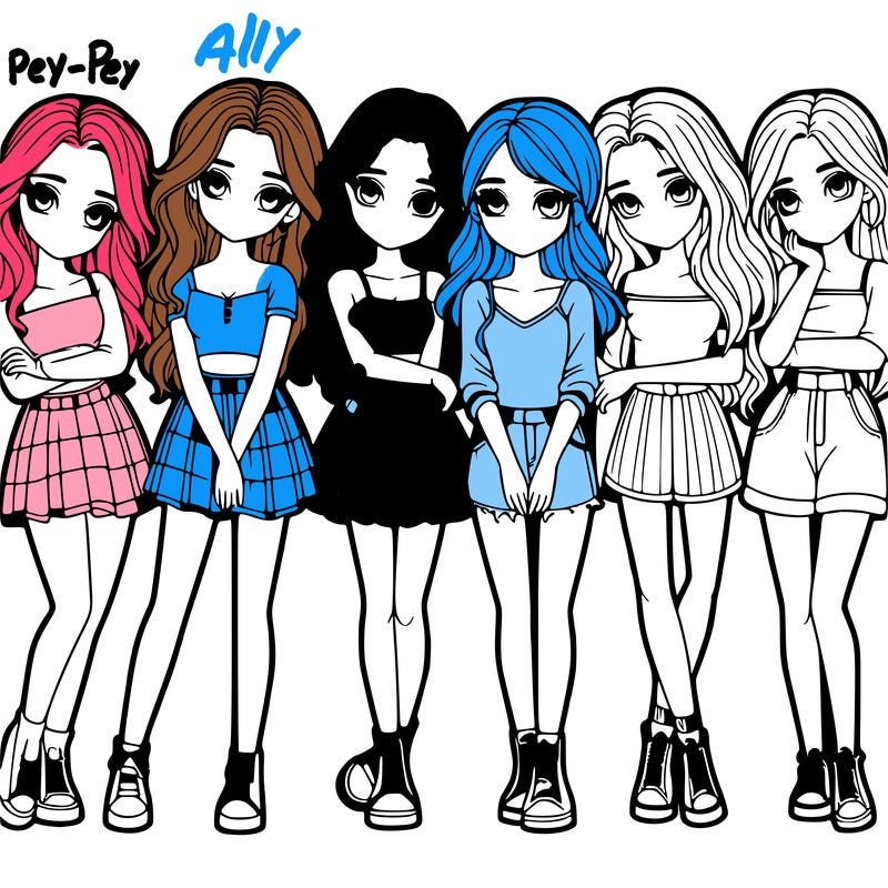 a group of girls realistic