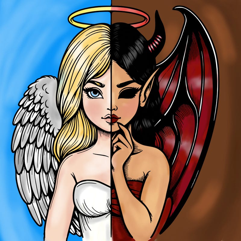 realistic angel half demon