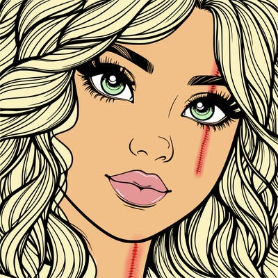 beautiful realistic girl close up to the camera with wavy hair,