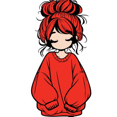 girl with baggy sweatshirt and messy bun