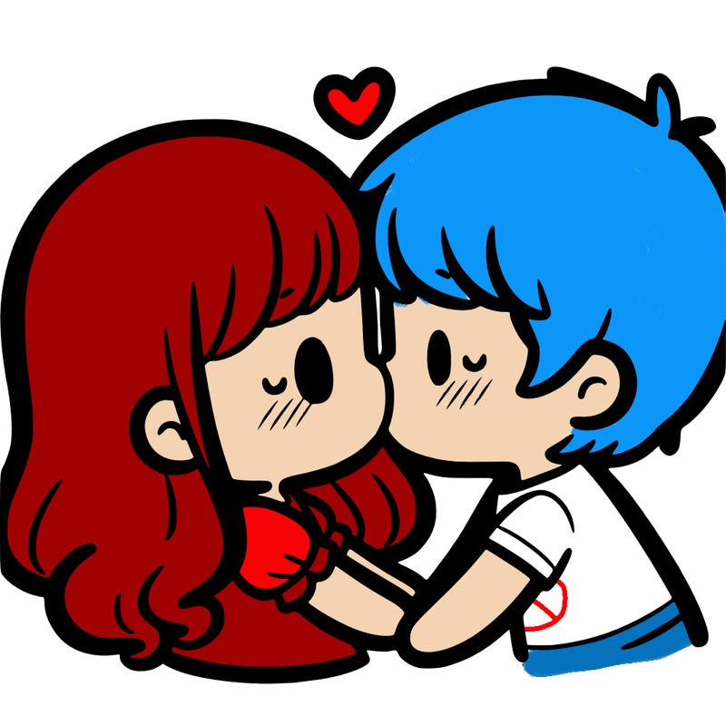 a girl and a boy kissing