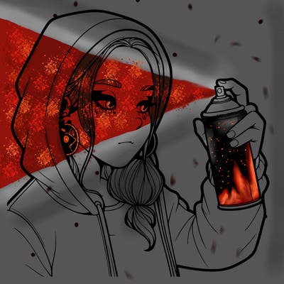 a realistic girl, spray painting