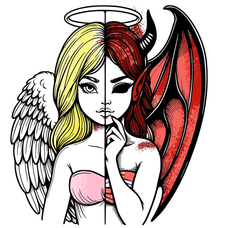 realistic angel half demon