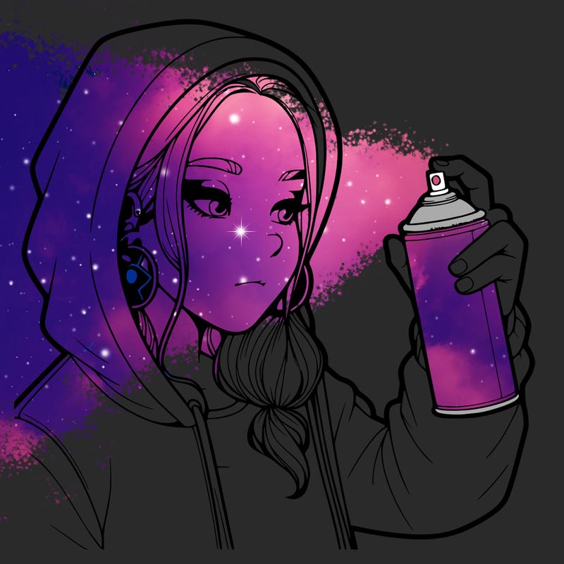 a realistic girl, spray painting