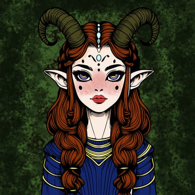 realistic alien girl with horns