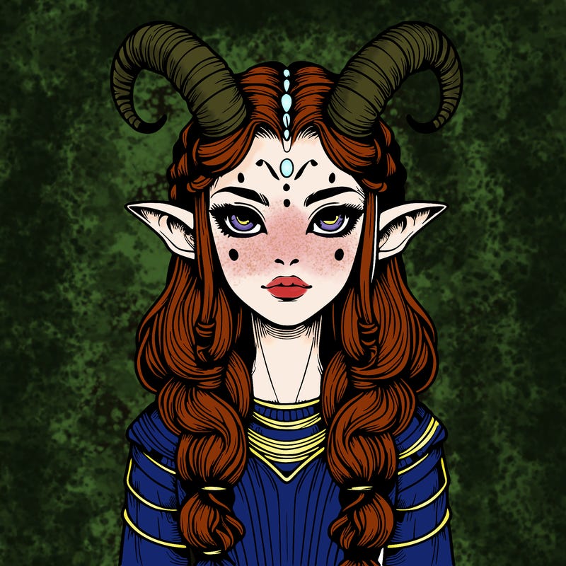 realistic alien girl with horns