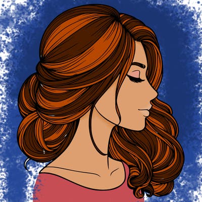 realistic woman's head & hair
