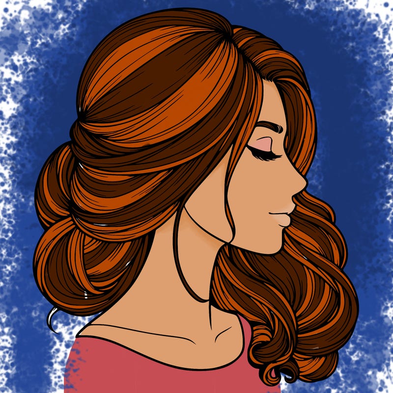 realistic woman's head & hair