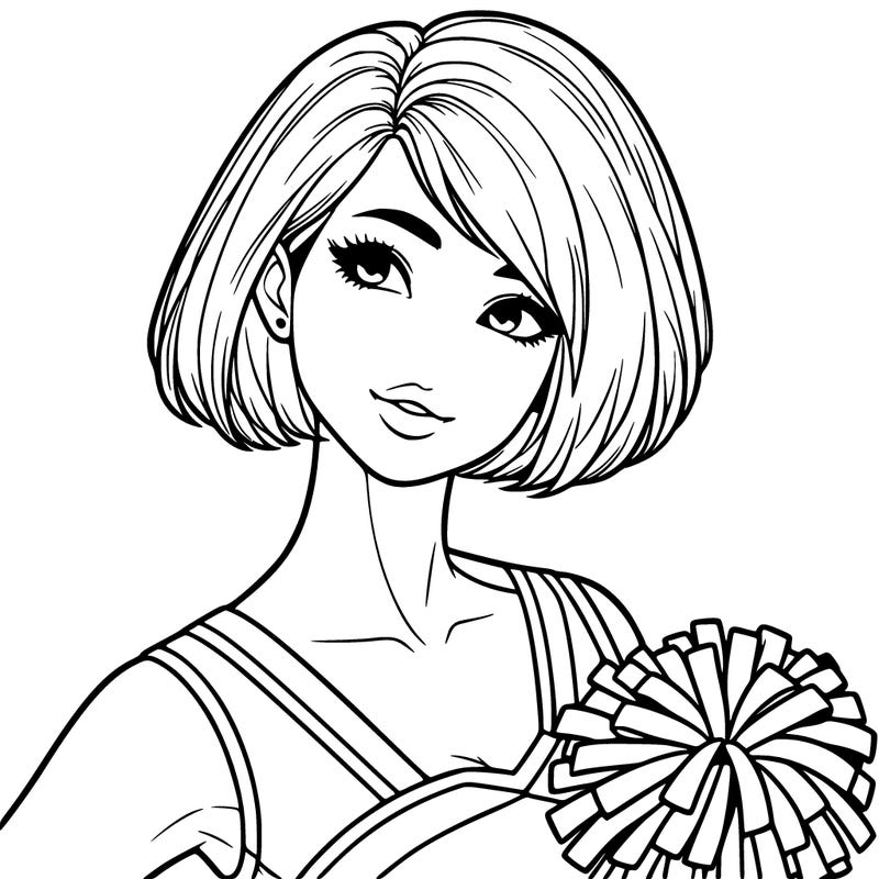 realistic woman cheerleader with short bob cut
