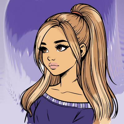 realistic girl with a high ponytail