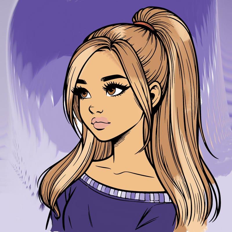 realistic girl with a high ponytail