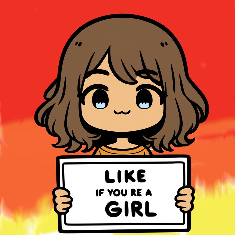 a cute girl holding a sign that says like if you’re a girl
