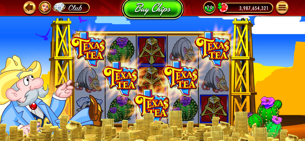 DoubleDown™ Casino Vegas Slots - DoubleDown CasinoアプリのTexas Teaスロットマシンのゲームプレイ。