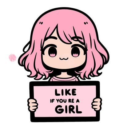 a cute girl holding a sign that says like if you’re a girl