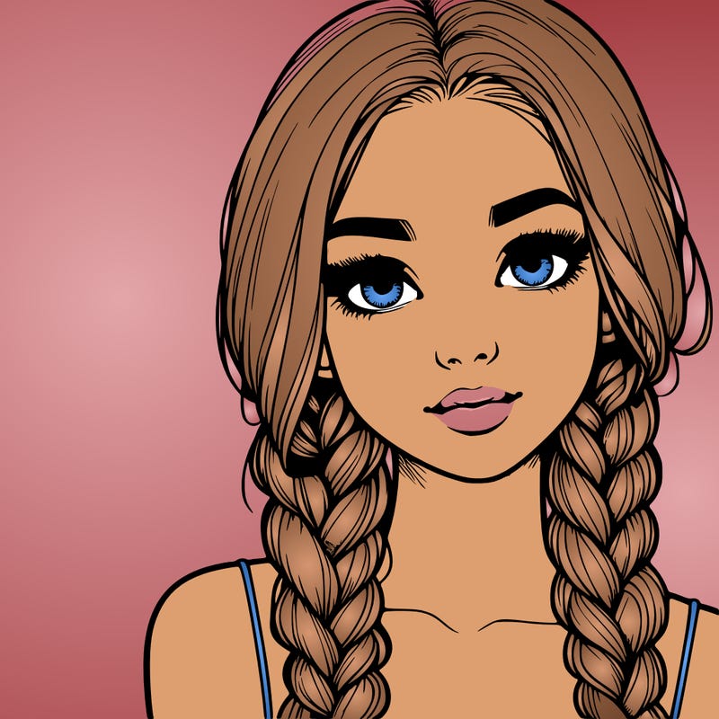 realistic girl with braids