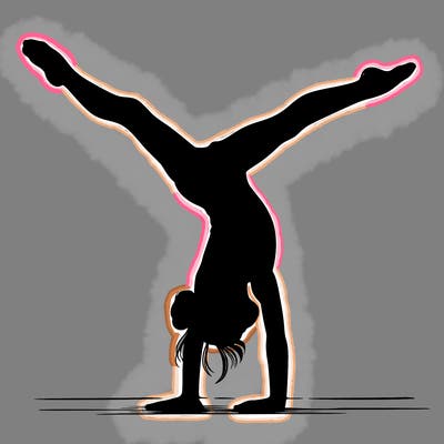 realistic gymnastic hand stand girl in four splits